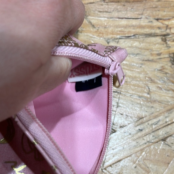 New without tags. Super cute pink small Stussy zipper bag with gold print. - Picture 3 of 5
